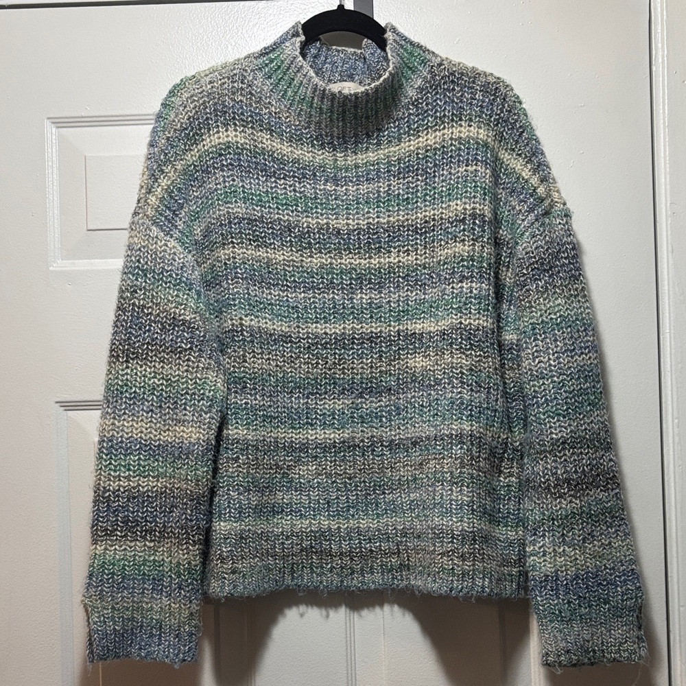LOFT Striped Mock Turtleneck Sweater